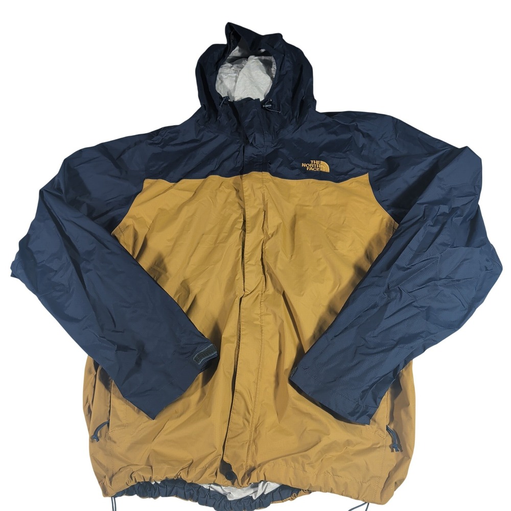The North Face Jacket Mens XL Blue Tan Venture 2 Ripstop Nylon Hooded Raincoat
